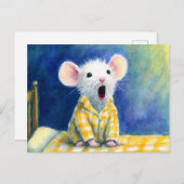 Schattige slaperige muis in PJ's Briefkaart (Voorkant / Achterkant)