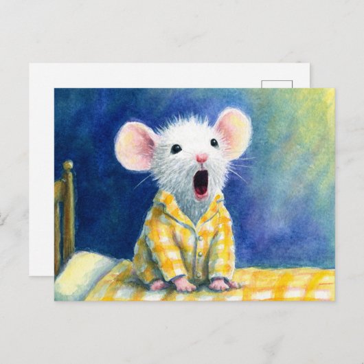 Schattige slaperige muis in PJ's Briefkaart (Voorkant / Achterkant)