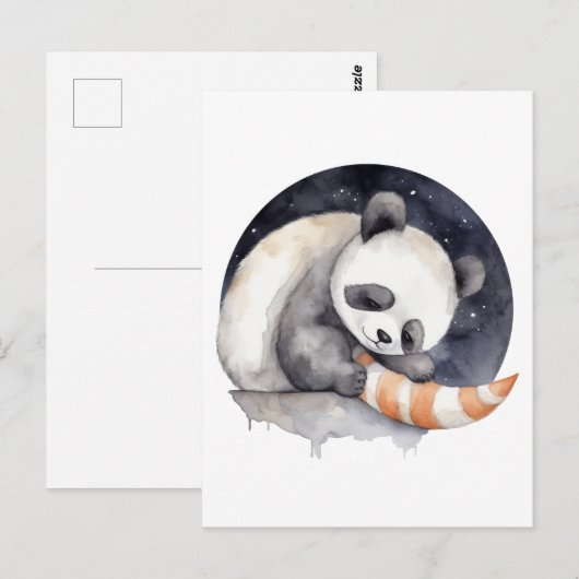 Schattige slaperige panda briefkaart (Voorkant / Achterkant)