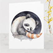 Schattige slaperige panda kaart (Gele Bloem)
