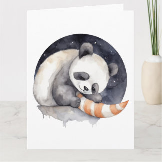 Schattige slaperige panda kaart