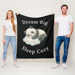 Schattige Slaperige Panda op Wolk Waterverf Fleece Deken