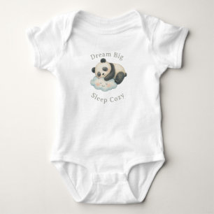 Schattige Slaperige Panda op Wolk Waterverf Romper