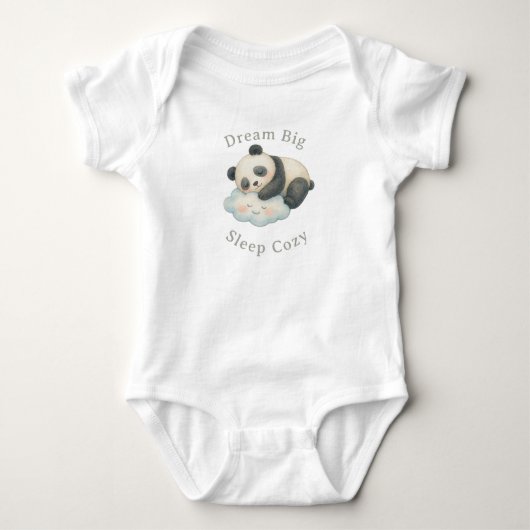Schattige Slaperige Panda op Wolk Waterverf Romper (Voorkant)