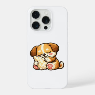 Schattige slaperige puppy met kussen iPhone 15 pro case