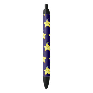 Schattige Slaperige Ster Cartoon Illustratie Zwarte Inkt Pen