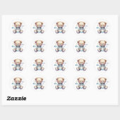 schattige slaperige teddybeer ronde sticker (Vel)
