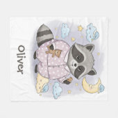 Schattige slaperige wasbeer met pyjama fleece deken (Voorkant (Horizontaal))