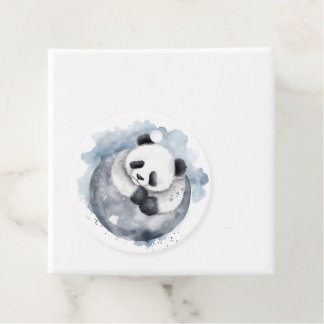 Schattige Slaperige Waterverf Panda Bedankjes Labels