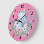 Schattige slapy olifant PInk Floral Baby ursery Grote Klok (Hoek)