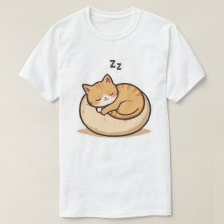 Schattige Sleeping Cat – Schattigee Cartoon Kat op T-shirt