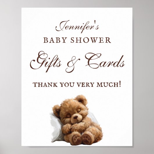 Schattige Sleeping Teddy Bear geschenken & Kaarten Poster (Voorkant)