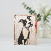 Schattige Sleepy Black and White Pitbull Feestdagenkaart (Staand voorkant)