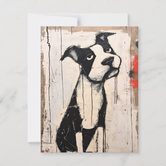 Schattige Sleepy Black and White Pitbull Feestdagenkaart (Voorkant)