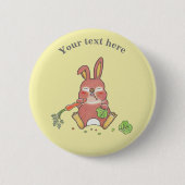 Schattige Sleepy Bunny Rabbit Yellow Ronde Button 5,7 Cm (Voorkant)