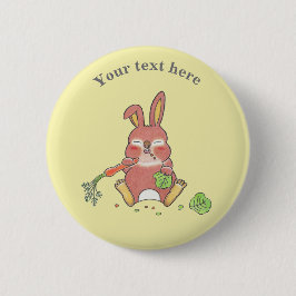 Schattige Sleepy Bunny Rabbit Yellow Ronde Button 5,7 Cm