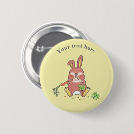 Schattige Sleepy Bunny Rabbit Yellow Ronde Button 5,7 Cm