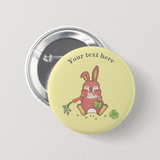Schattige Sleepy Bunny Rabbit Yellow Ronde Button 5,7 Cm (Voorkant /achterkant)