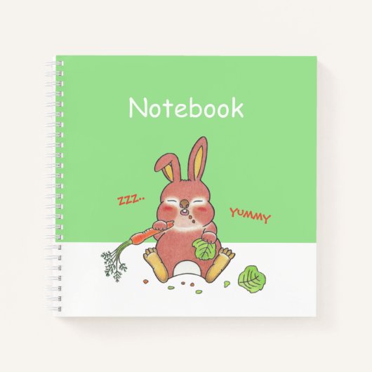 Schattige Sleepy Bunny Square Custom Notitieboek (Voorkant)