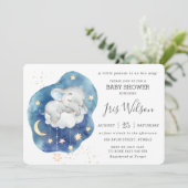 Schattige Sleepy Elephant Twinkle Star Baby shower Kaart (Staand voorkant)