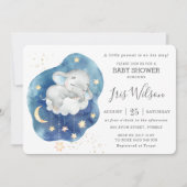 Schattige Sleepy Elephant Twinkle Star Baby shower Kaart (Voorkant)