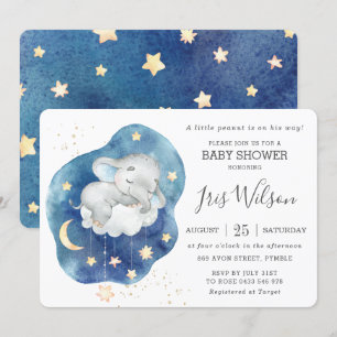 Schattige Sleepy Elephant Twinkle Star Baby shower Kaart