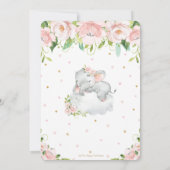 Schattige Sleepy Elephant Virtual Baby shower per Kaart (Achterkant)
