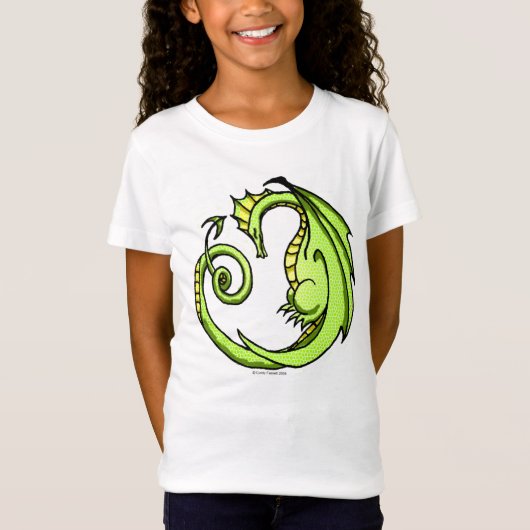 Schattige Sleepy Green Dragon Girl's T-shirt (Voorkant)