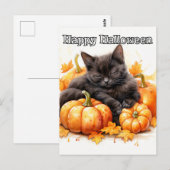 Schattige Sleepy Little Black Halloween Kitten Briefkaart (Voorkant / Achterkant)