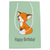 Schattige Sleepy Little Fox Verjaardagsgroen Medium Cadeauzakje (Voorkant)