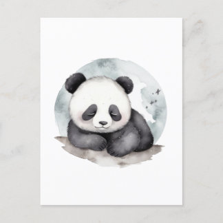 Schattige Sleepy Waterverf Baby Panda Beer Briefkaart