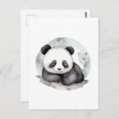 Schattige Sleepy Waterverf Baby Panda Beer Briefkaart (Voorkant / Achterkant)