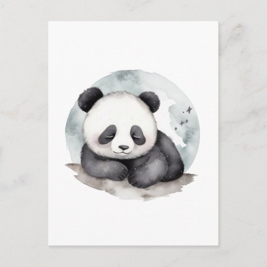 Schattige Sleepy Waterverf Baby Panda Beer Briefkaart (Voorkant)