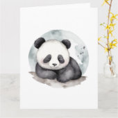 Schattige Sleepy Waterverf Baby Panda Beer Kaart (Gele Bloem)
