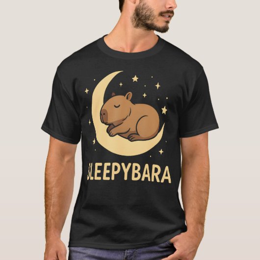 Schattige Sleepybara Grappige Capybara Slapend Op T-shirt (Voorkant)