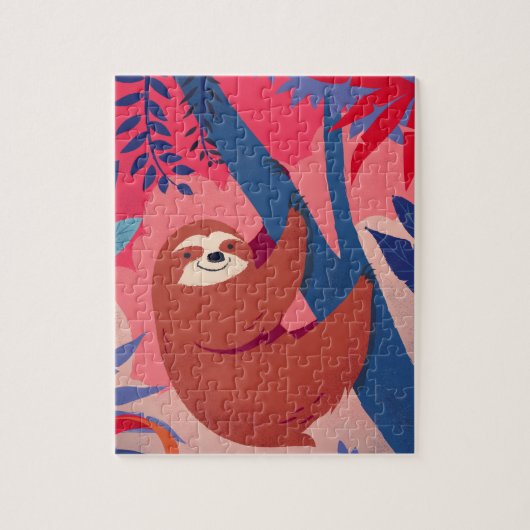 Schattige sleuf in roze kleurrijk Oerwoud Legpuzzel (Verticaal)