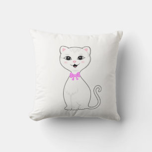 Schattige Slimme Witte Kat Cartoon Kussen