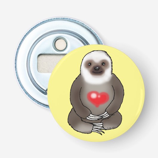 schattige sloep met rood hart button flesopener (Voorkant)