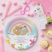 Schattige Sloth Art Craft Party Regenboog Verjaard Papieren Bordje (Feest)