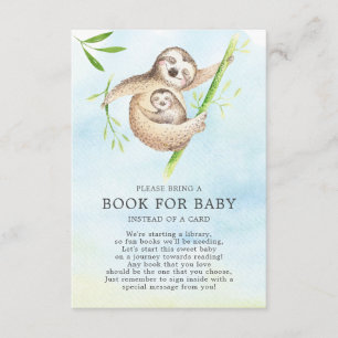 Schattige Sloth Baby shower Boek voor Baby Informatiekaartje