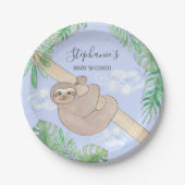 Schattige Sloth Boy-Baby shower Papieren Bordje (Voorkant)