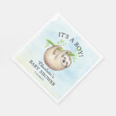 Schattige Sloth Boy Baby shower Papieren servetten (Hoek)
