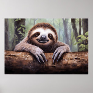 Schattige Sloth-profiel Poster
