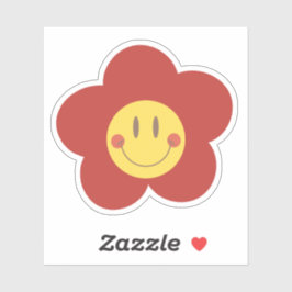 Schattige Smiley Bloem Retro Esthetiek Gelukkig Ge Sticker