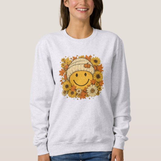 Schattige Smiley Gezicht in Cozy Beanie Omgeven Do Trui (Voorkant)