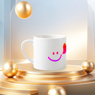 Schattige Smiley Gezicht met Hart – Minimalist Hap Espresso Kop