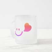 Schattige Smiley Gezicht met Hart – Minimalist Hap Matglas Koffiemok (Voorkant links)