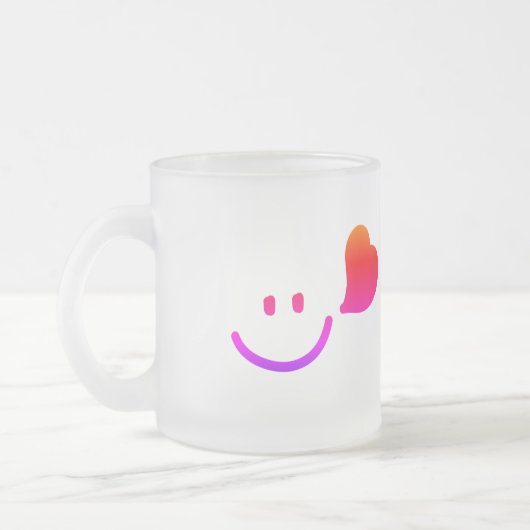 Schattige Smiley Gezicht met Hart – Minimalist Hap Matglas Koffiemok (Links)
