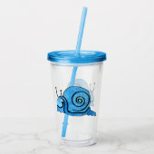 Schattige Smiling Snail Black Omtrek blauw omhulse Acryl Drinkbeker (Achterkant)