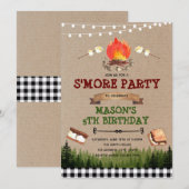 Schattige S'More Bonfire-feestuitnodiging Kaart (Voorkant / Achterkant)